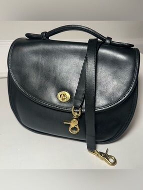 Vintage Coach large plaza bag- forest green (very dark)